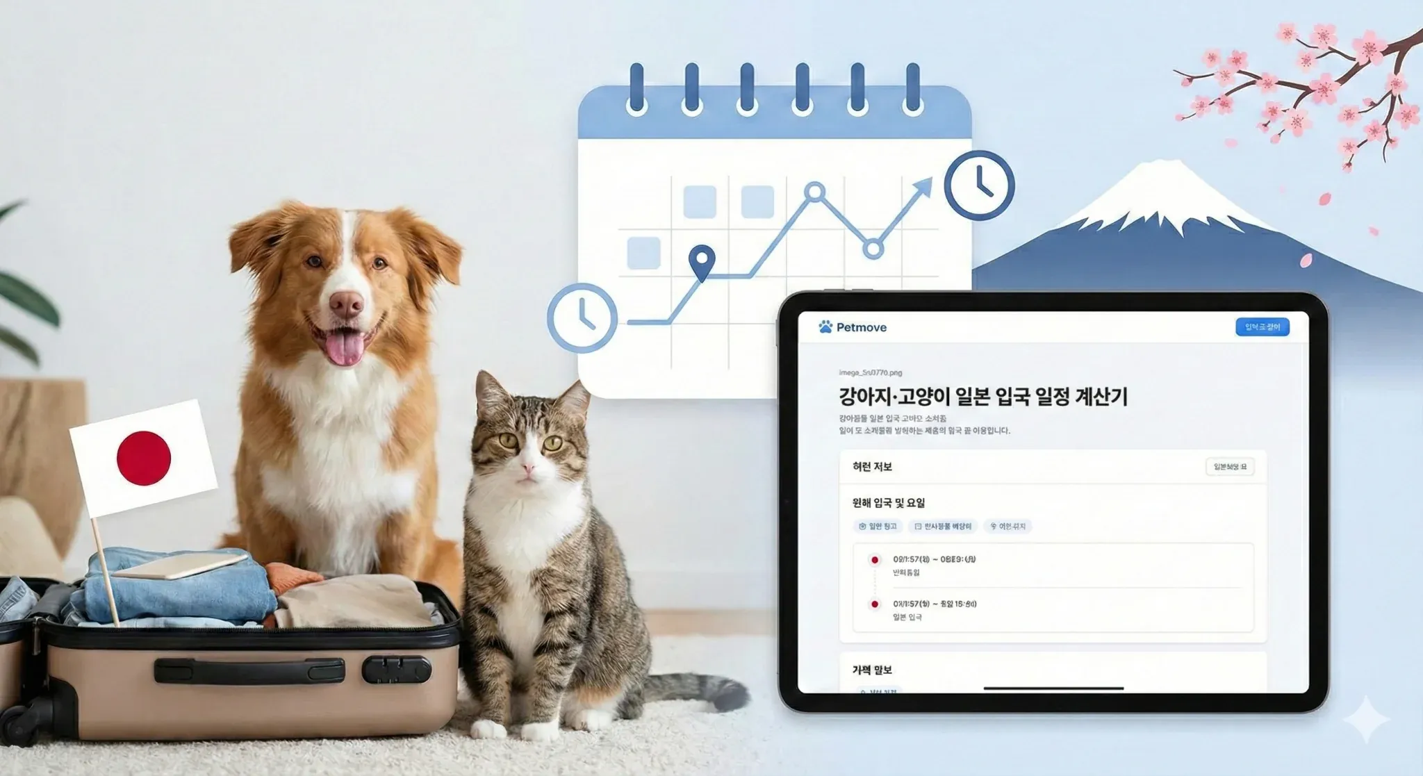 강아지·고양이 일본 입국 일정 계산기